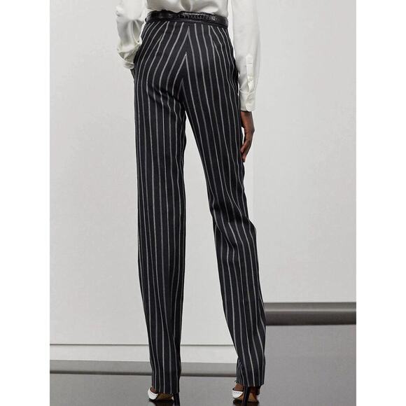 Ralph Lauren Collection Purple Label Pinstripe Wool Pants 12 Straight Leg Runway - Picture 3 of 16